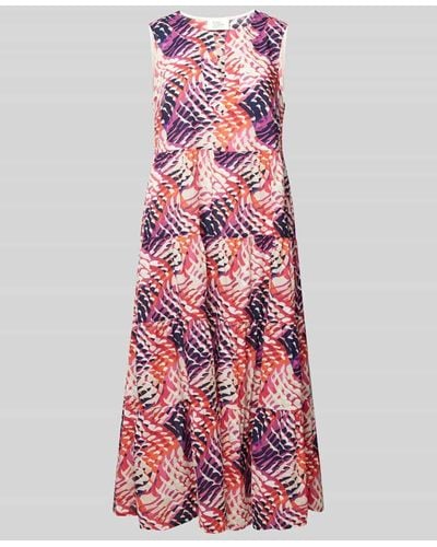 ROBE LÉGÈRE Kleid mit Allover-Muster im Stufen-Look - Weiß