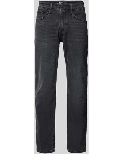 s.Oliver BLACK LABEL Regular Fit Jeans im 5-Pocket-Design Modell 'Mauro' - Grau