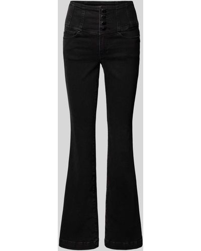 Guess Flared Jeans in unifarbenem Design - Schwarz