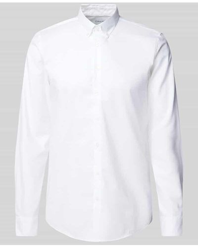 Calvin Klein Slim Fit Business-Hemd mit Knopfleiste Modell 'Santena' - Weiß
