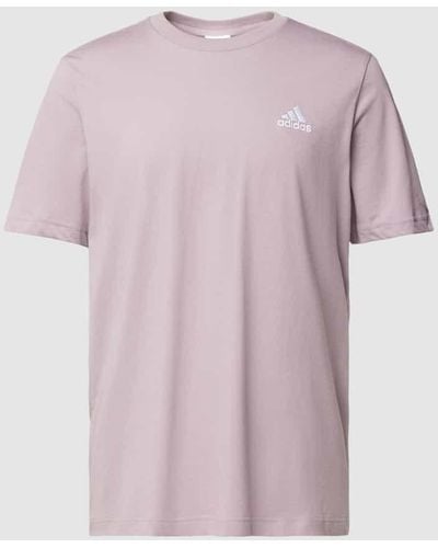 adidas T-Shirt mit Label-Stitching - Pink