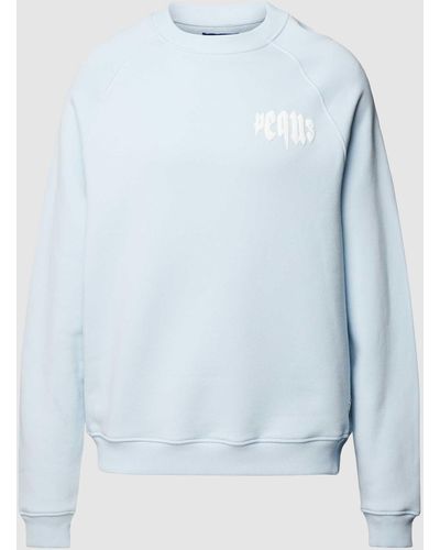 Pequs Sweatshirt Met Labelprint - Blauw