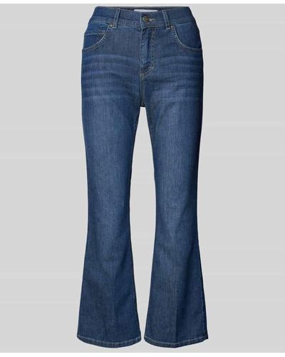 ANGELS Cropped Jeans in unifarbenem Design Modell 'Leni' - Blau