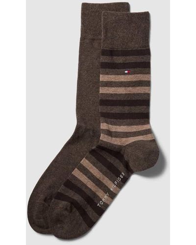 Tommy Hilfiger Socken mit Label-Detail im 2er-Pack Modell 'DUO STRIPE SOCK' - Braun