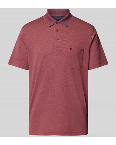 RAGMAN Regular Fit Poloshirt mit Allover-Muster - Rot