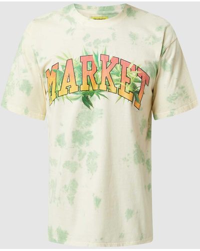 Market T-shirt In Batiklook - Geel