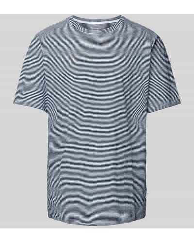 Knowledge Cotton Regular Fit T-Shirt mit Rundhalsausschnitt Modell 'Narrow' - Blau