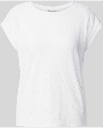 Freequent T-shirt Met Broderie Anglaise - Wit