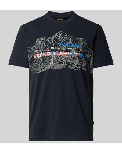 Napapijri T-Shirt mit Motiv-Print Modell 'TURIN' - Blau