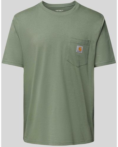 Carhartt T-Shirt mit Label-Patch Modell 'POCKET' - Grün