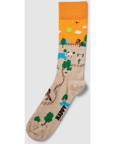 Happy Socks Socken mit Allover-Print Modell 'Horse' - Orange
