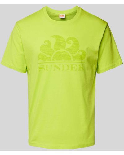 Sundek T-shirt Met Labelprint - Geel