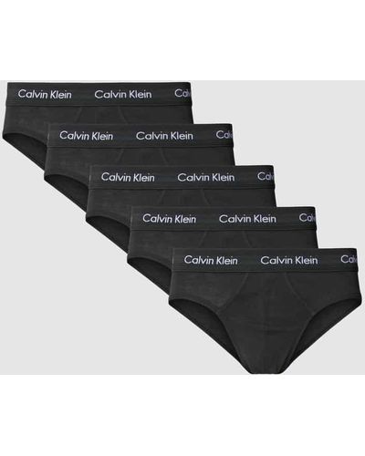 Calvin Klein Slip mit elastischem Logo-Bund im 5er-Pack - Schwarz