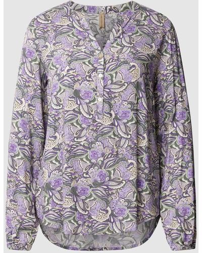 Soya Concept Bluse mit floralem Allover-Muster Modell 'Adine' - Grau