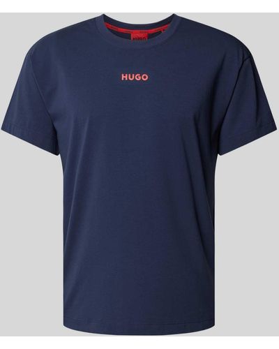 HUGO T-Shirt mit Label-Print - Blau