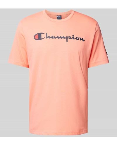 Champion T-Shirt mit Label-Print - Pink