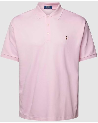 Ralph Lauren Plus Size Poloshirt Met Logostitching - Roze