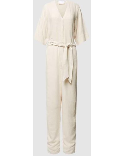 SELECTED Jumpsuit mit V-Ausschnitt Modell 'VIVA' - Natur