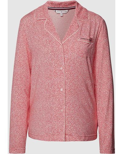 Tommy Hilfiger Pyjama-Oberteil mit Allover-Muster - Pink