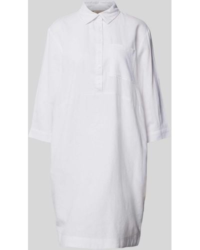 Freequent Knielanges Hemdblusenkleid aus Viskose Modell 'Laluna' - Weiß