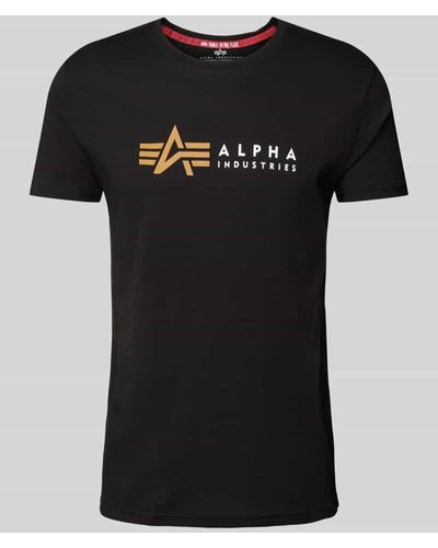 Alpha Industries T-Shirt mit Label-Print - Schwarz