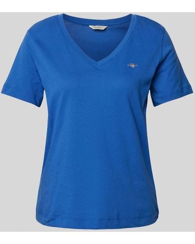 GANT T-shirt Met V-hals - Blauw