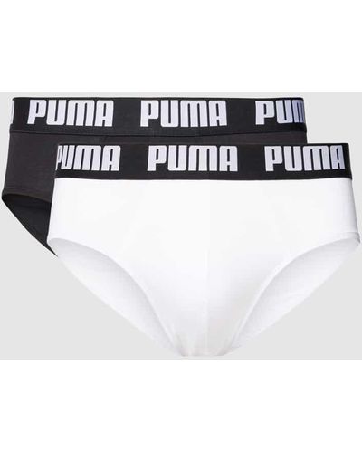 PUMA Slip mit Label-Detail im 2er-Pack - Weiß