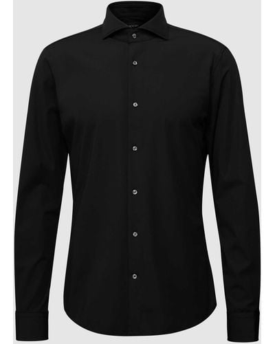 Joop! Slim Fit Zakelijk Overhemd Met Sportmanchetten - Zwart