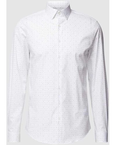 Calvin Klein Slim Fit Business-Hemd mit Allover-Muster Modell 'Bari' - Weiß