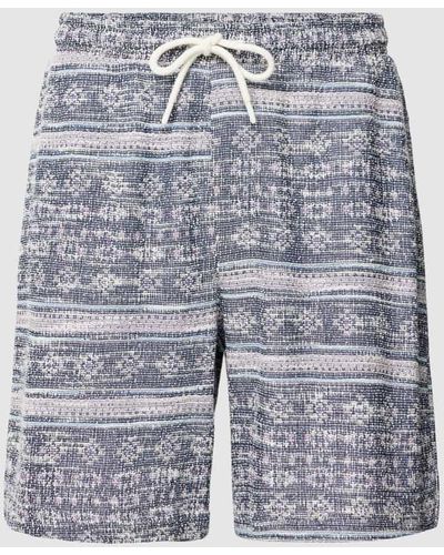 Redefined Rebel Shorts mit Allover-Muster Modell 'Trey' - Blau