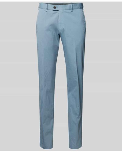Hiltl Regular Fit Chino mit Bundfalten Modell 'Tarent' - Blau