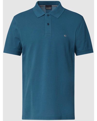 Christian Berg Men Poloshirt mit Label-Stitching - Blau
