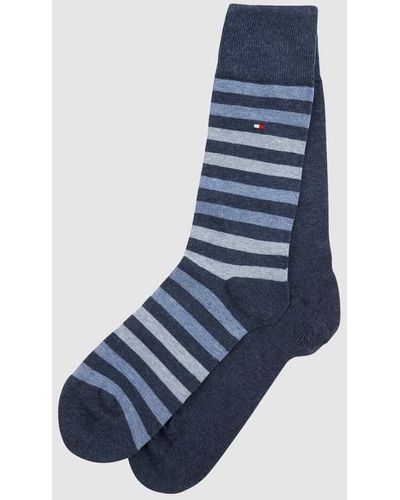 Tommy Hilfiger Socken mit Label-Detail im 2er-Pack Modell 'DUO STRIPE SOCK' - Blau