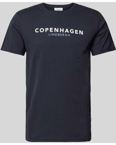 Lindbergh T-Shirt mit Label-Print Modell 'Copenhagen' - Blau