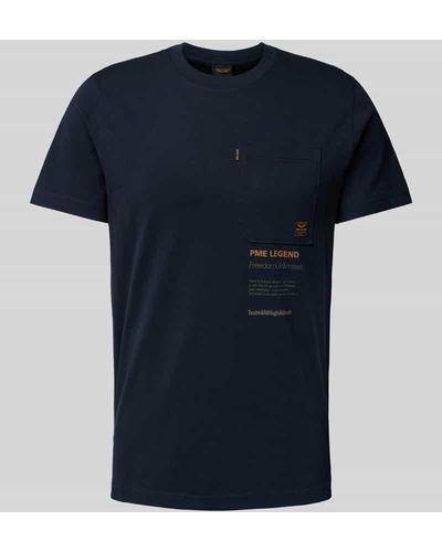 PME LEGEND T-Shirt mit Label-Print - Blau