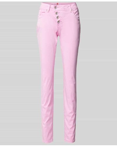 Buena Vista Slim Fit Hose mit asymmetrischer Knopfleiste Modell 'Malibu' - Pink