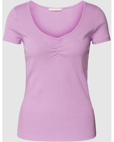 Edc By Esprit T-Shirt aus Baumwolle in Ripp-Optik - Pink