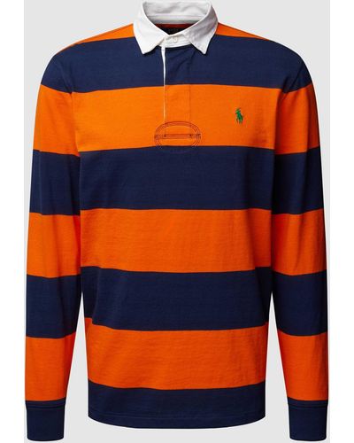 Polo Ralph Lauren Classic Fit Shirt Met Lange Mouwen En Streepmotief - Oranje