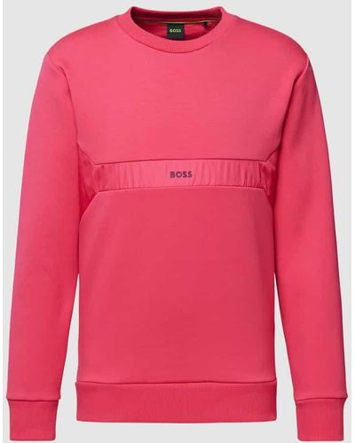 BOSS Sweatshirt mit Label-Print Modell 'Salbon' - Pink
