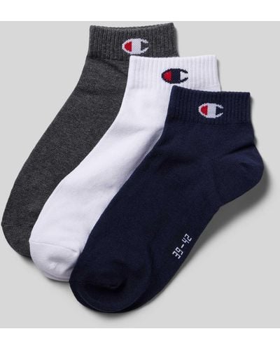 Champion Socken mit Logo-Detail Modell 'QUARTER' im 3er-Pack - Blau