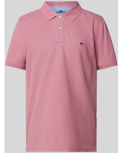 Fynch-Hatton Regular Fit Poloshirt mit Label-Stitching - Pink