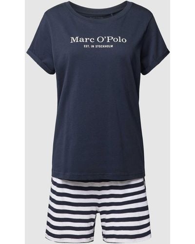 Marc O' Polo Pyjama Met Labelprint - Blauw