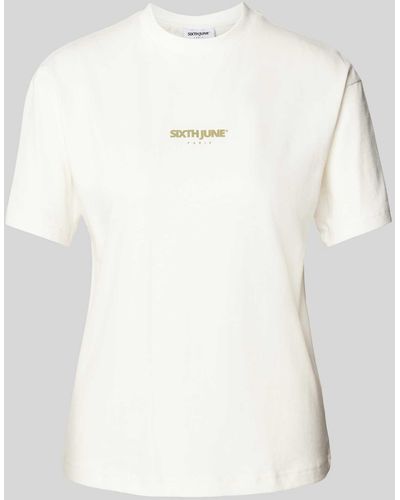 Sixth June T-Shirt mit Label-Print Modell 'AZULEJOS' - Natur