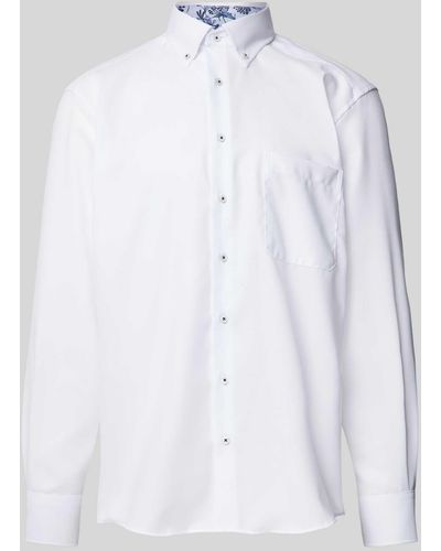 Eterna Comfort Fit Business-Hemd mit Button-Down-Kragen - Weiß