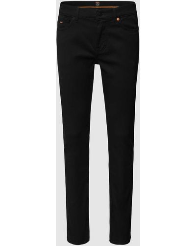BOSS Skinny Fit Jeans Met Labeldetail - Zwart