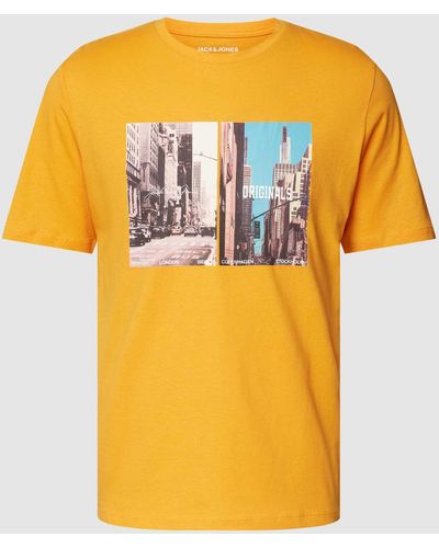 Jack & Jones T-shirt Met Motiefprint - Oranje