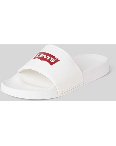 Levi's Slides mit Label-Print Modell 'JUNE BATWING' - Weiß