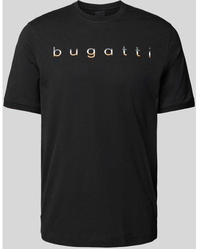 Bugatti T-shirt Met Logoprint - Zwart