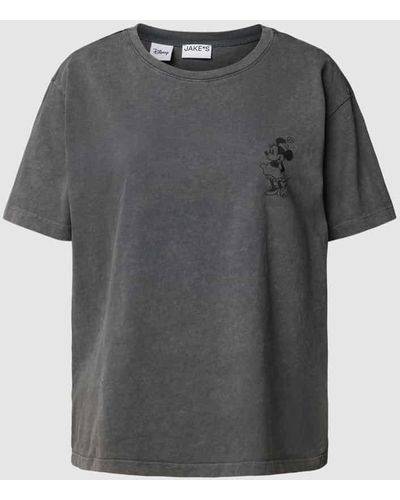 Jake*s T-Shirt mit Motiv-Print - Grau