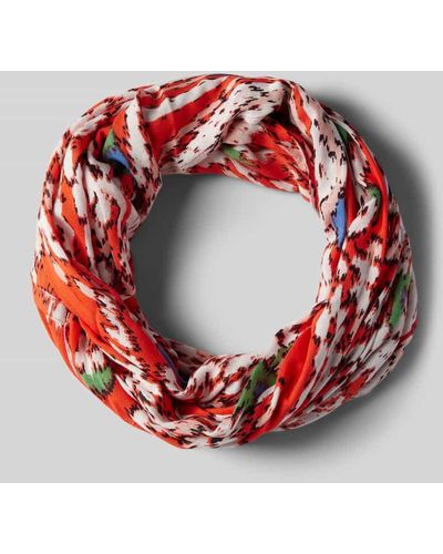 S.oliver Loop-Schal aus Viskose mit Allover-Muster - Rot